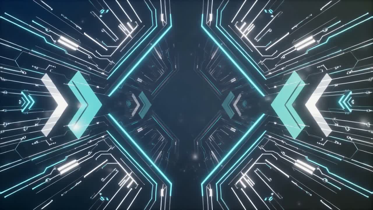 Animazione di Tunnel Futuristico con Circuito Digitale