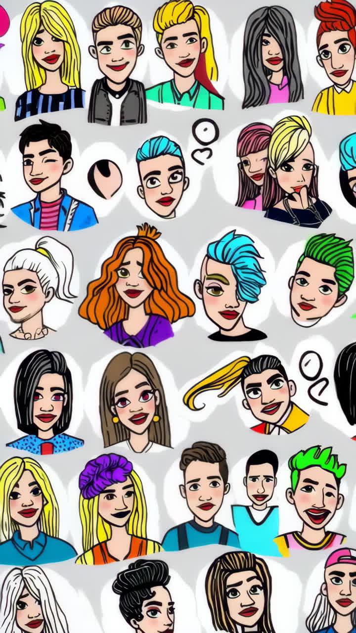 A collage of diverse cartoon character faces