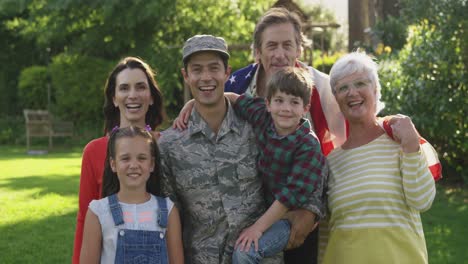 portrait of soldier with his family