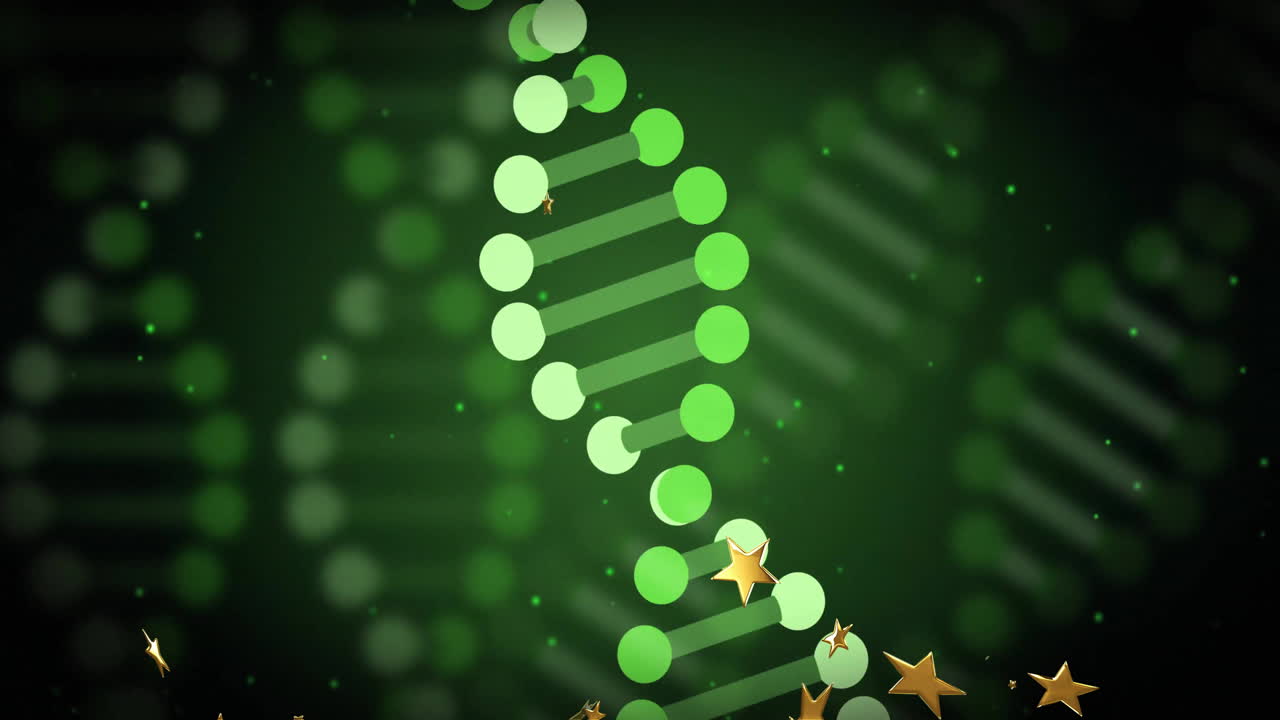 Processing scientific data, DNA strand intertwining with binary coding in animation