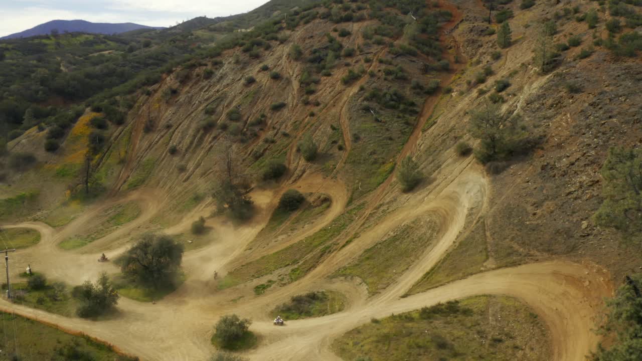 Beautiful 4k aerial footage of dirt bikes, ATVs and Quads in desert mountains of California. ATV trails and gorgeous golden mountains. This is one clip of 11 in the series.