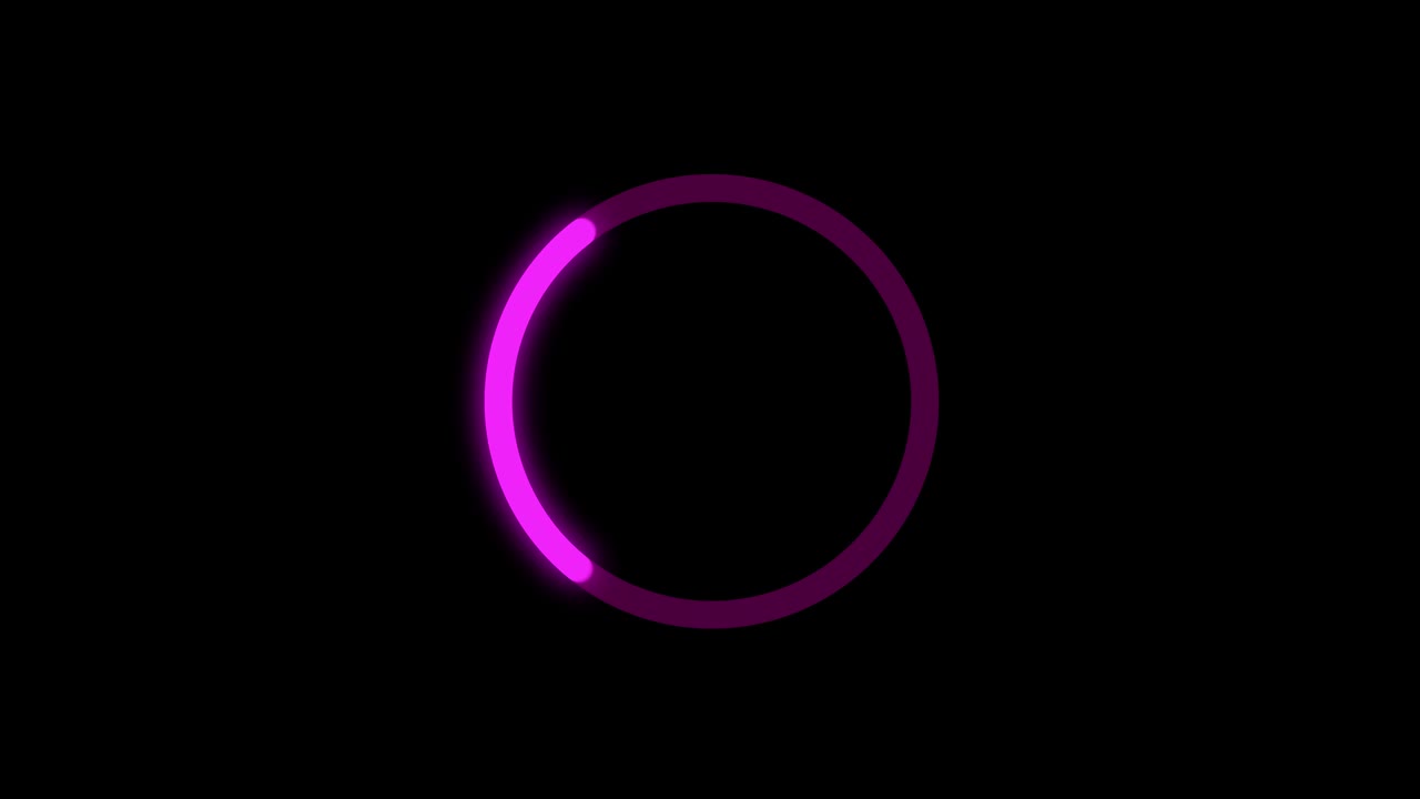 blanco moderno con precargador rosado brillante y círculo de carga de progreso en fondo negro. precargator animado para programas de computadora y aplicaciones móviles.