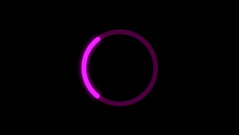 blanco moderno con precargador rosado brillante y círculo de carga de progreso en fondo negro. precargator animado para programas de computadora y aplicaciones móviles.