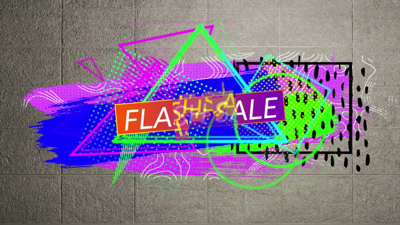 animación del texto de venta instantánea sobre un fondo abstracto