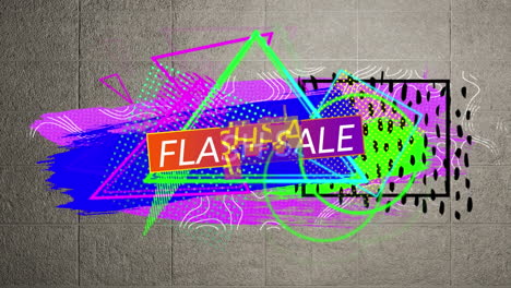 animación del texto de venta instantánea sobre un fondo abstracto