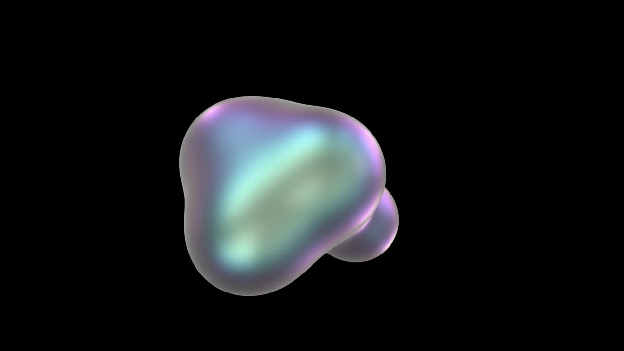 Abstract Iridescent Morphing Liquid Blob on Black Background