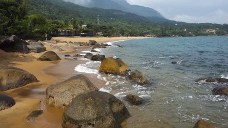 beautiful rocky beach in tropical ilhabela island