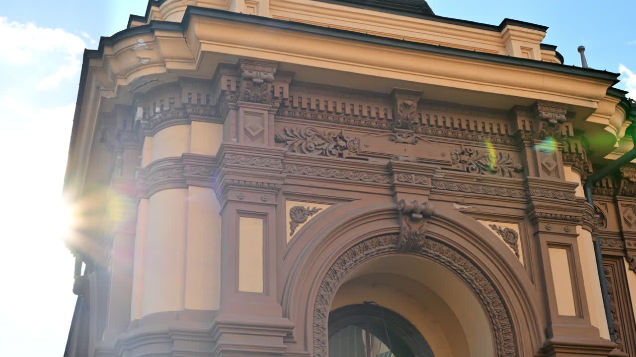 Close view of Urban villa of Vladimir Herta facade in Chisinau, Moldova