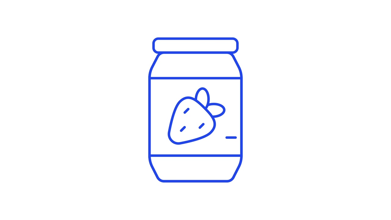 Animated Line Art Drawing of a Strawberry Jam Jar Icon