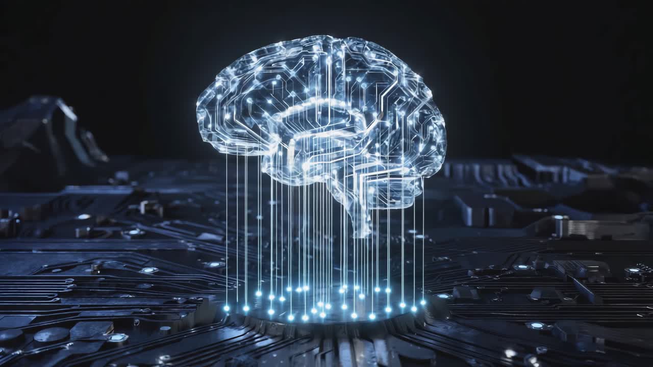 Artificial Intelligence Brain on Circuit Board