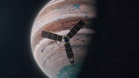 juno space probe orbiting the gas giant of jupiter