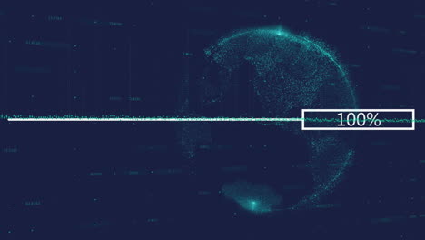animation of financial data processing over blue background