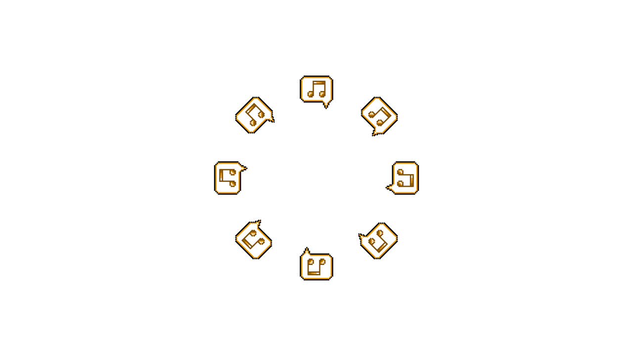 Pixel Art Speech bubble Eighth notes Spinning Circle Animated Overlay Transparent 30fps (8)