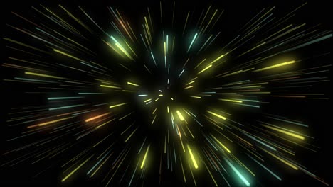 abstract animated background of hyperspace jump in outer space with burst of colorful lights