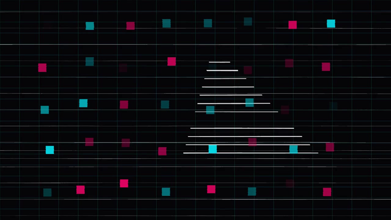 Abstract Digital Motion Graphics with Geometric Shapes and Glitch Effects