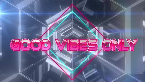 animación de buenas vibraciones sólo texto sobre el túnel digital en movimiento