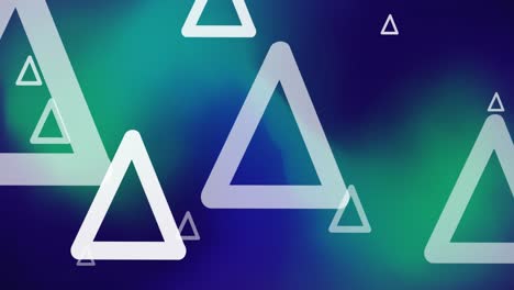 Animation-of-triangles-floating-over-green-and-blue-background