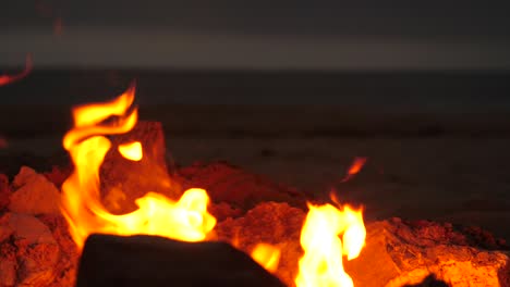 fire pit on beach close up