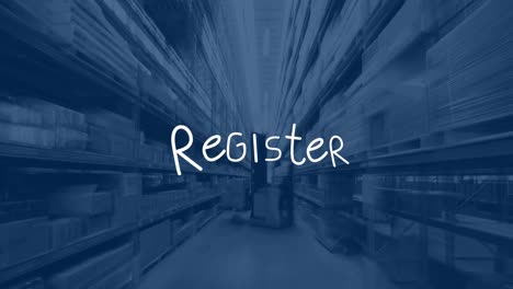 animation of register text over warehouse