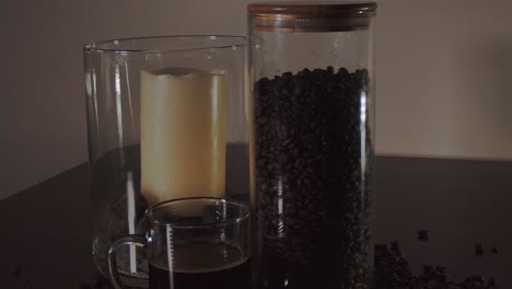 espresso and coffee beans still life