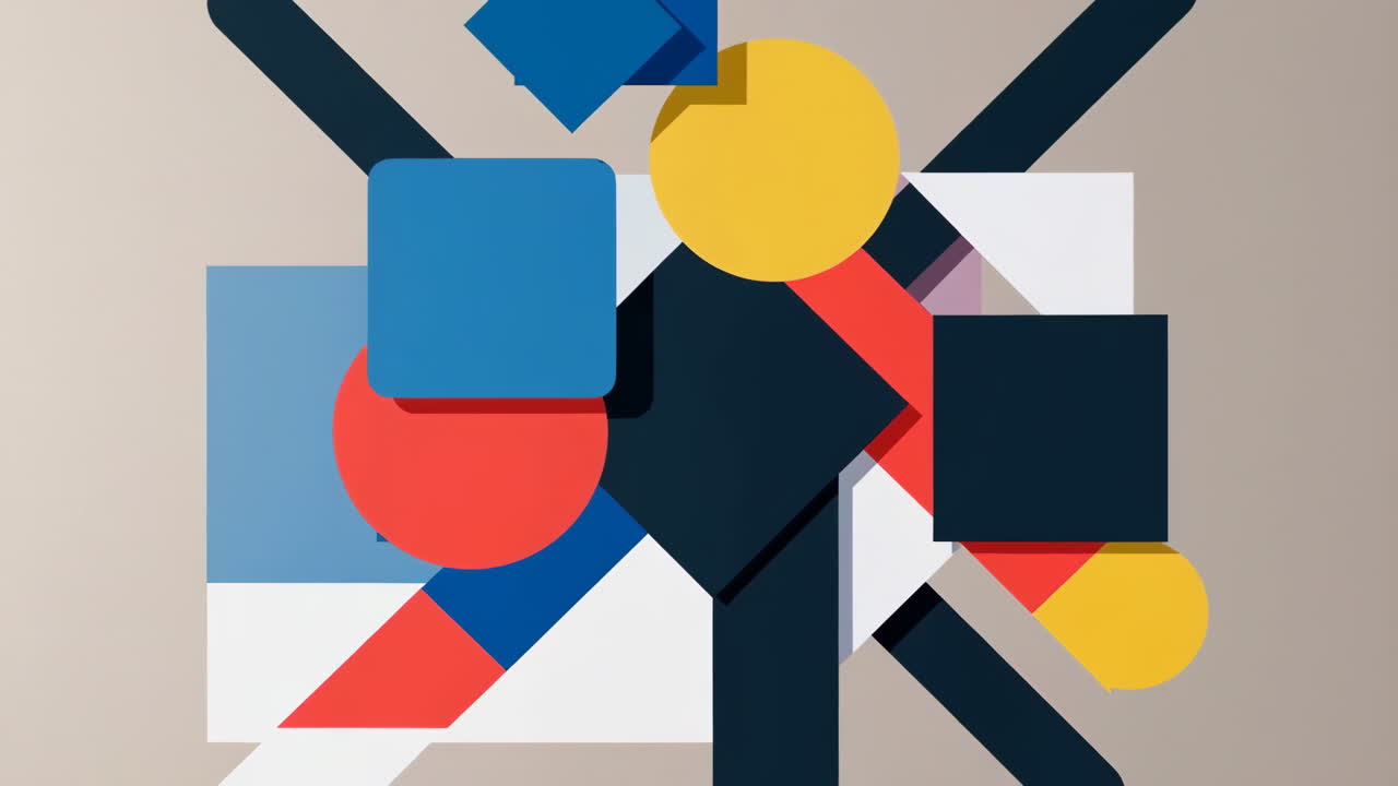 Abstract Geometric Composition of Colorful Shapes