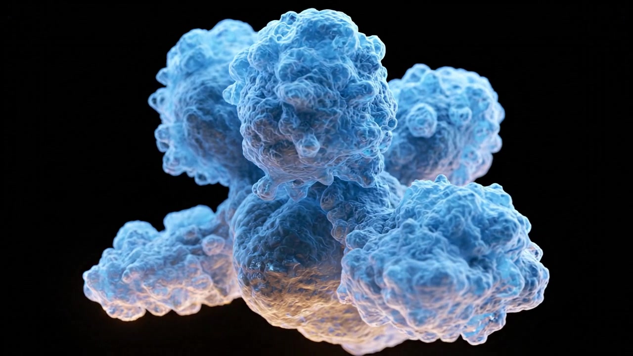 Blue chromosome structure isolated against a clean black background in detailed scientific footage