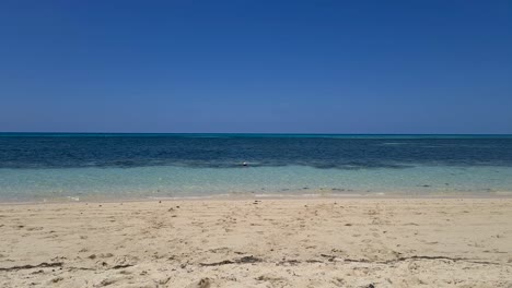 Pan-Right-View-On-Green-Island-Beach-With-Ocean-View