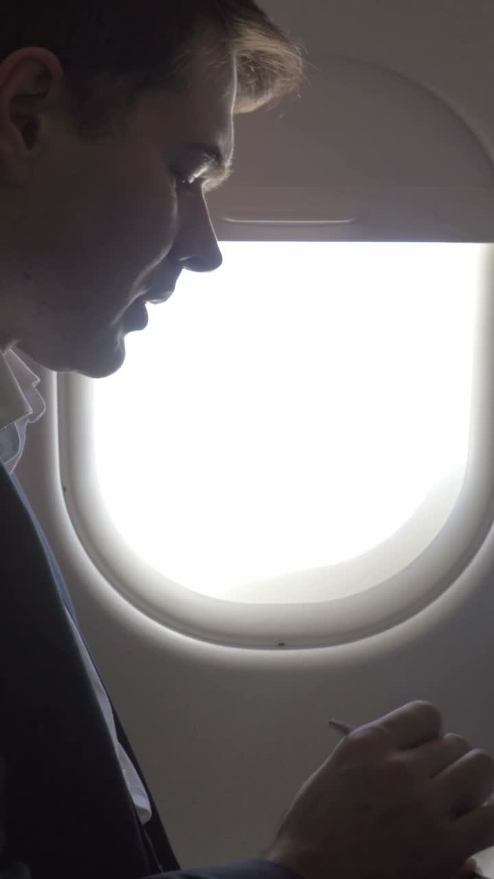 Man traveling on an airplane