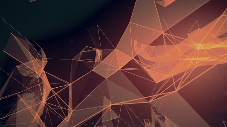Crypto coin currency promotion intro. Abstract geometric background with connecting dots and lines.