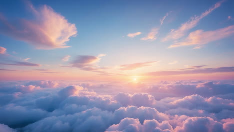 dreamy pastel sky above the clouds at sunrise or sunset