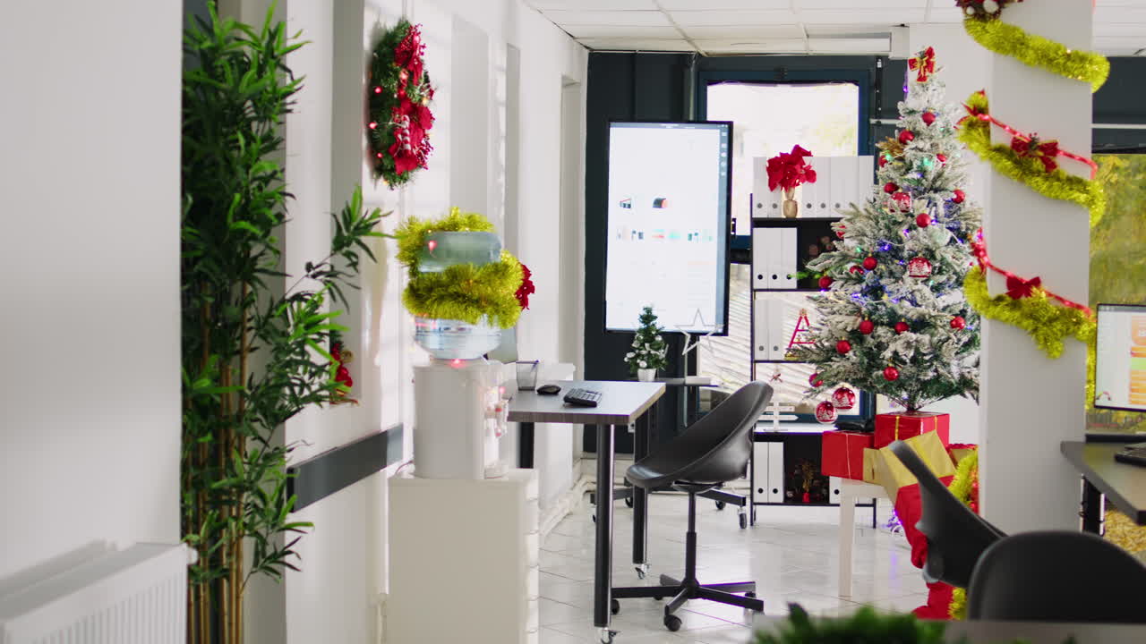 Festive Christmas Decorations in Office