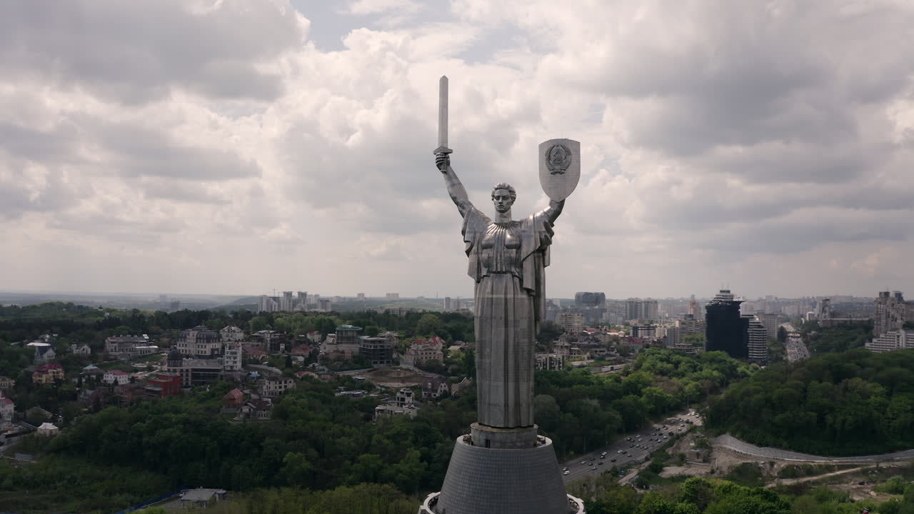 Motherland Monument in Kiev, Aerial View