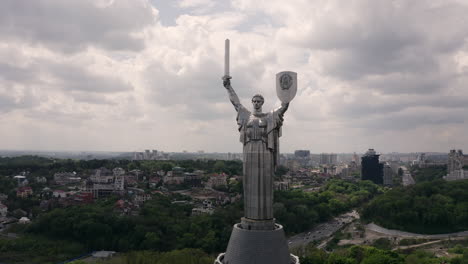 motherland monument in kiev, aerial view