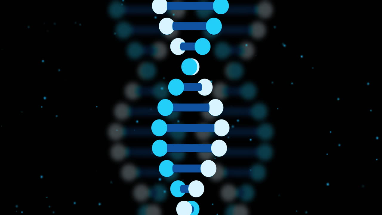 animación de cadenas de adn sobre un fondo negro