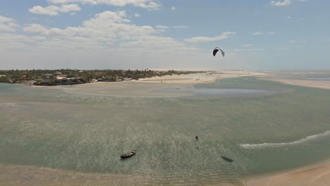 Kitesurfer-riding-the-Tatajuba-lagoon-during-a-windy-day