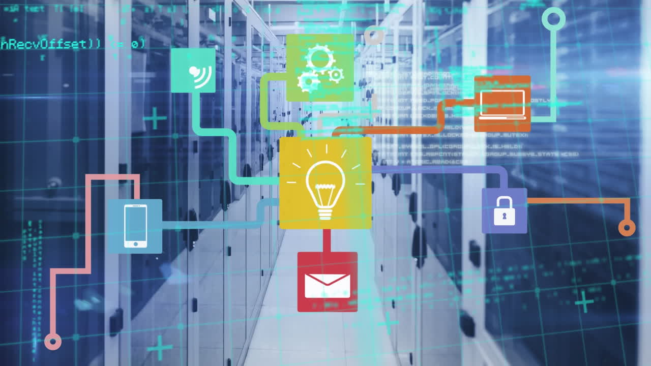 디지털 아이콘 네트워크의 애니메이션과 컴퓨터 서버  ⁇ 에 대한 데이터 처리