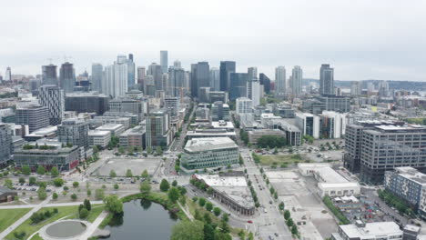 Seattle-aerial-shot-over-South-Lake-Union-panning-left