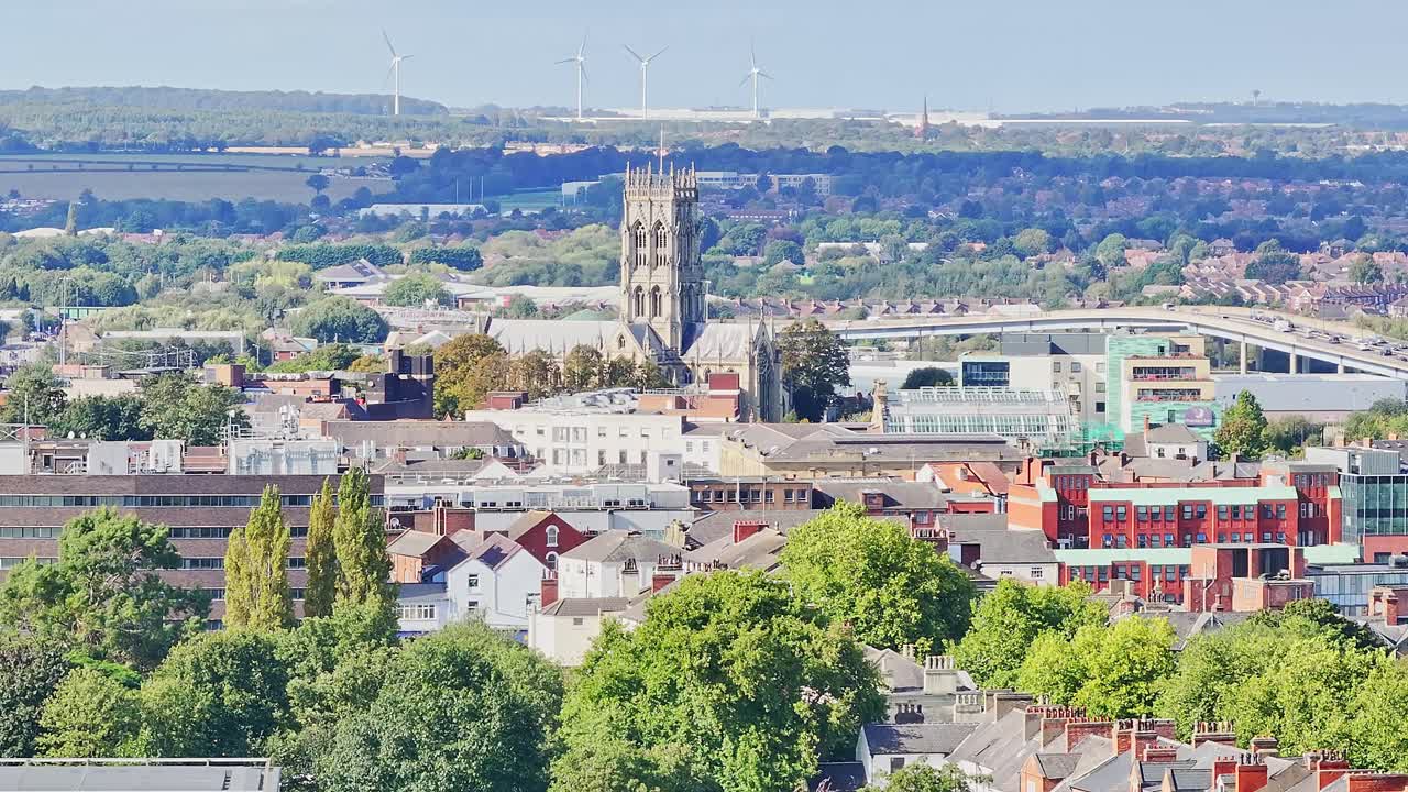 영국 사우스 요크셔 주 도네스터 시내 에 있는 도네스터 미네스터 타워 의 전망