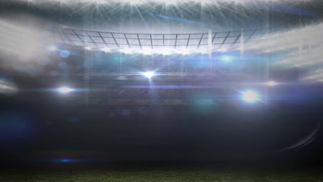 animation of lights moving over pitch at floodlit stadium