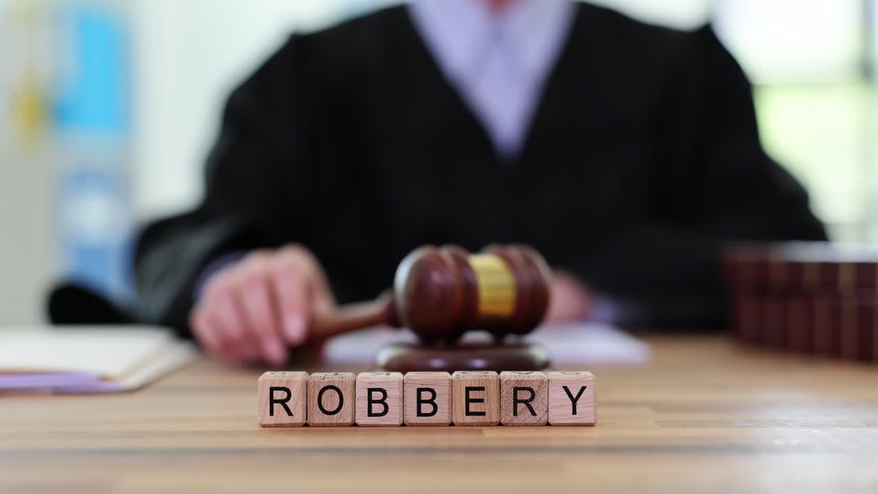 Robbery Word on Blocks with Judge and Gavel