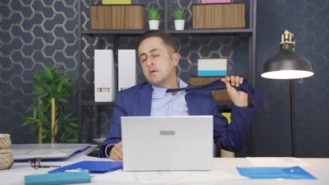 businessman with shortness of breath.