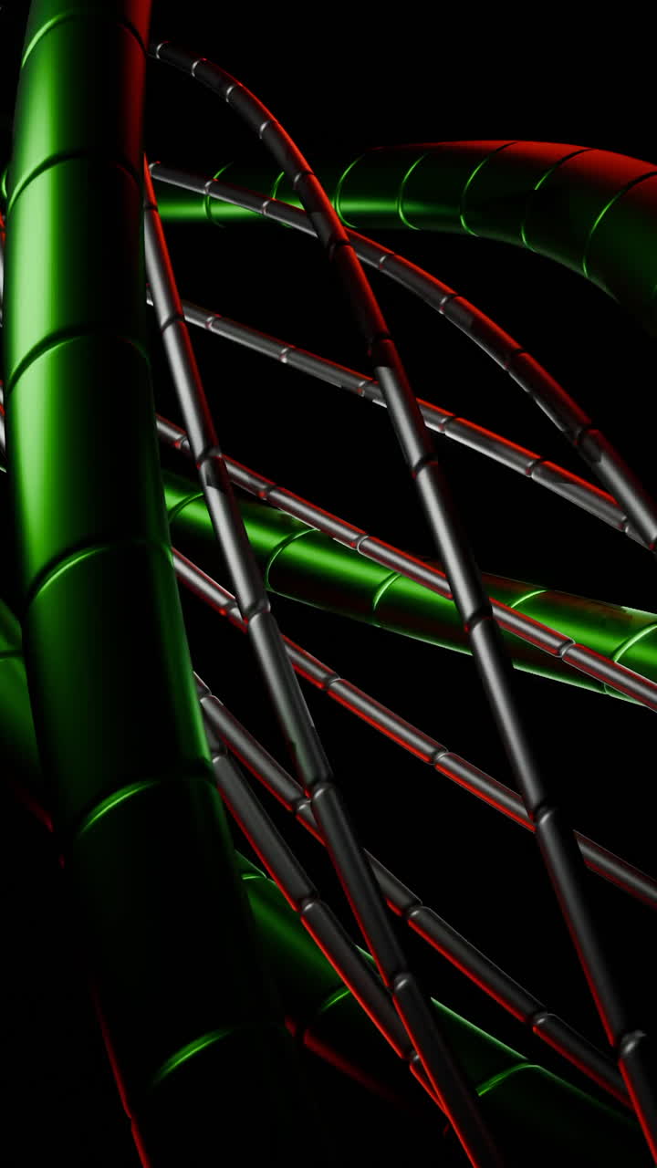 Abstract 3D Rendering of Green and Metal Tubes
