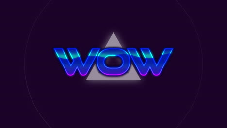 animation of wow text over moving geometrical shapes on dark background