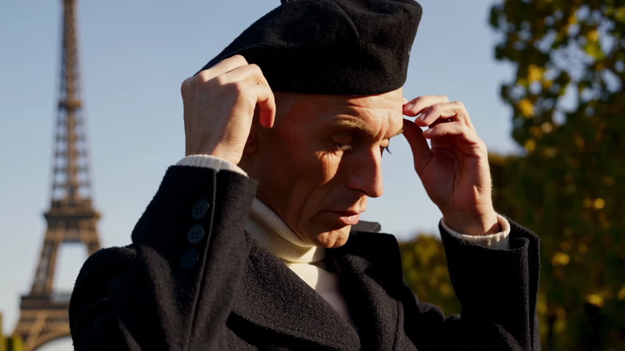 Senior Man Sitting on Bench in Paris