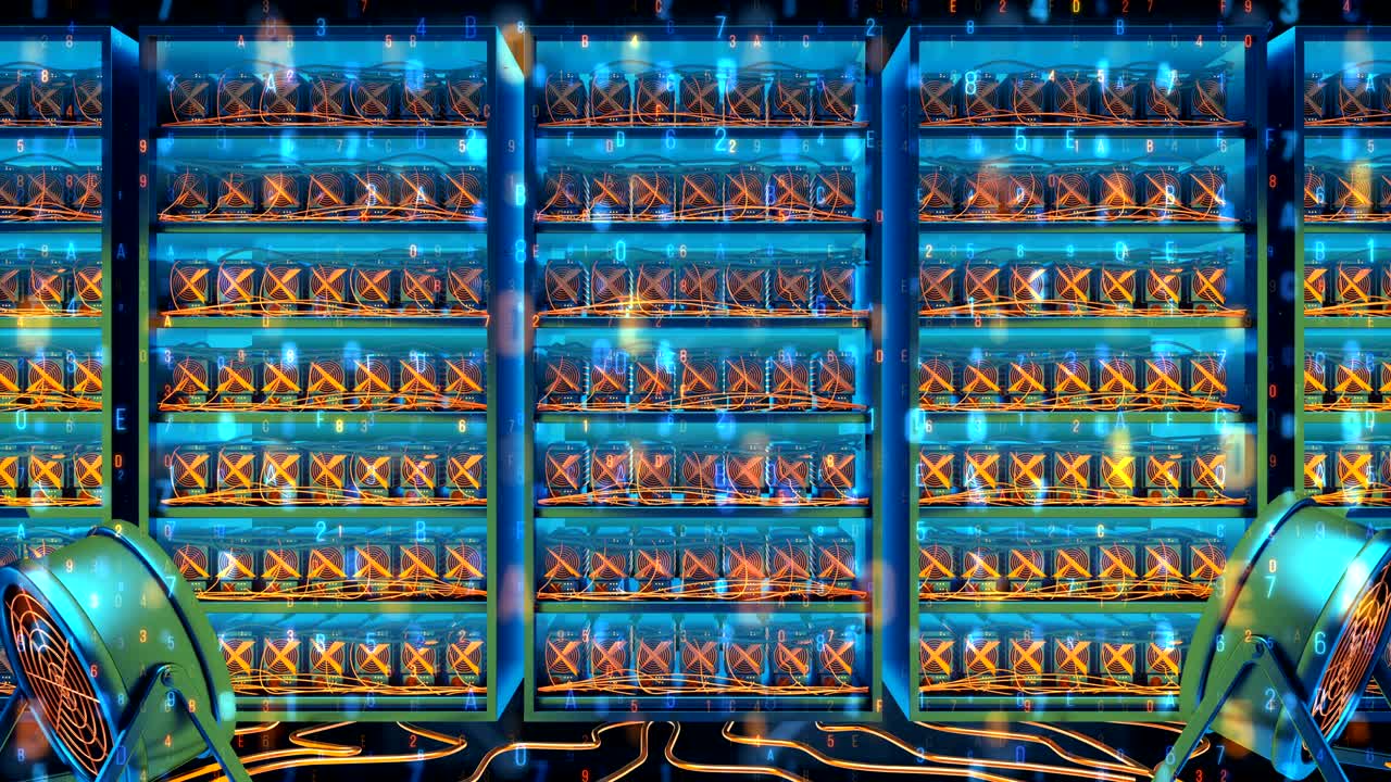 미래의 암호화폐 지향 단어 클라우드 블루 현대 애니메이션 루프