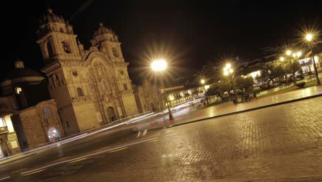 plaza de armas at night in cusco