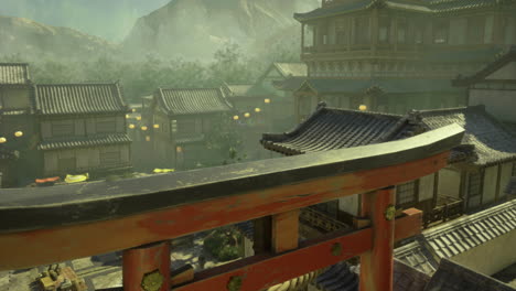 exploring traditional architecture in a tranquil japanese village at dusk