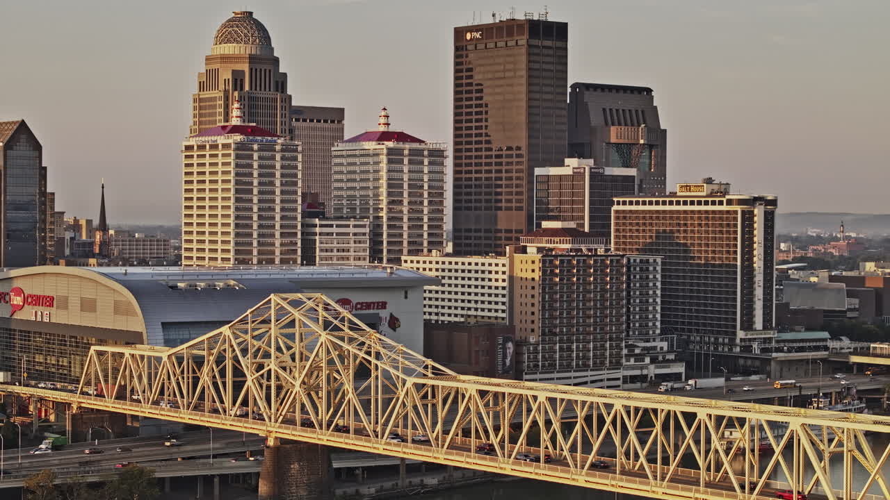 Louisville, Kentucky Skyline with Bridge and KFC Yum Center