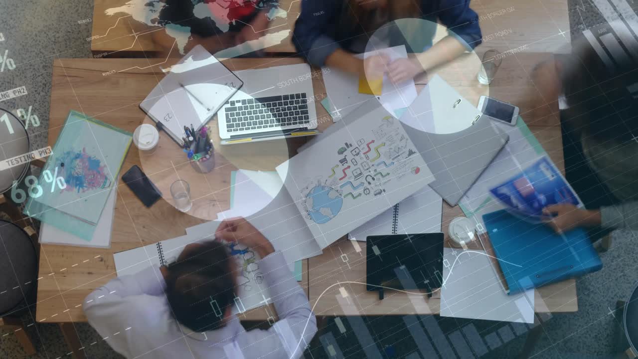 Time lapse of people in an office and graphs 4k