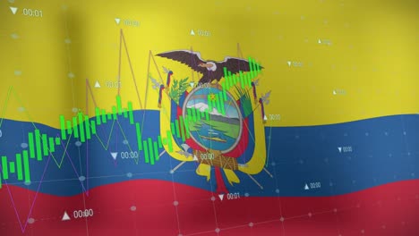 Animation-Der-Datenverarbeitung-über-Der-Flagge-Ecuadors